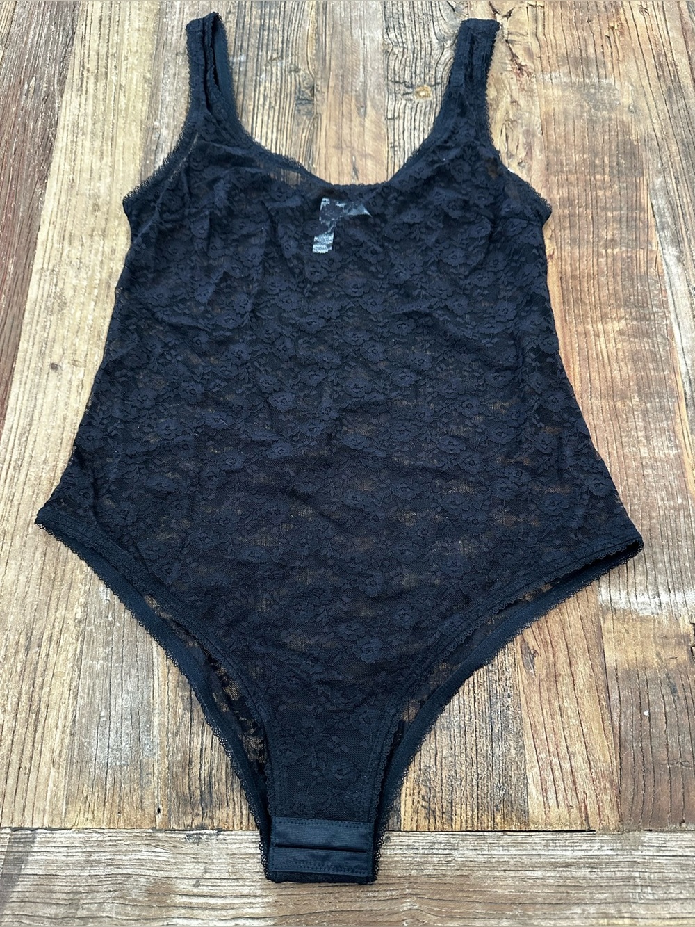 BCBGeneration Black Floral Lace Tank Bodysuit